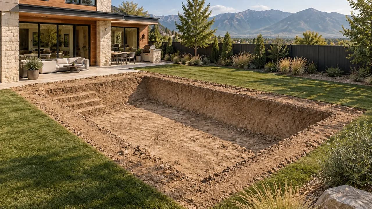 AI-generated shotcrete concept, stage 2: Dig pool.
